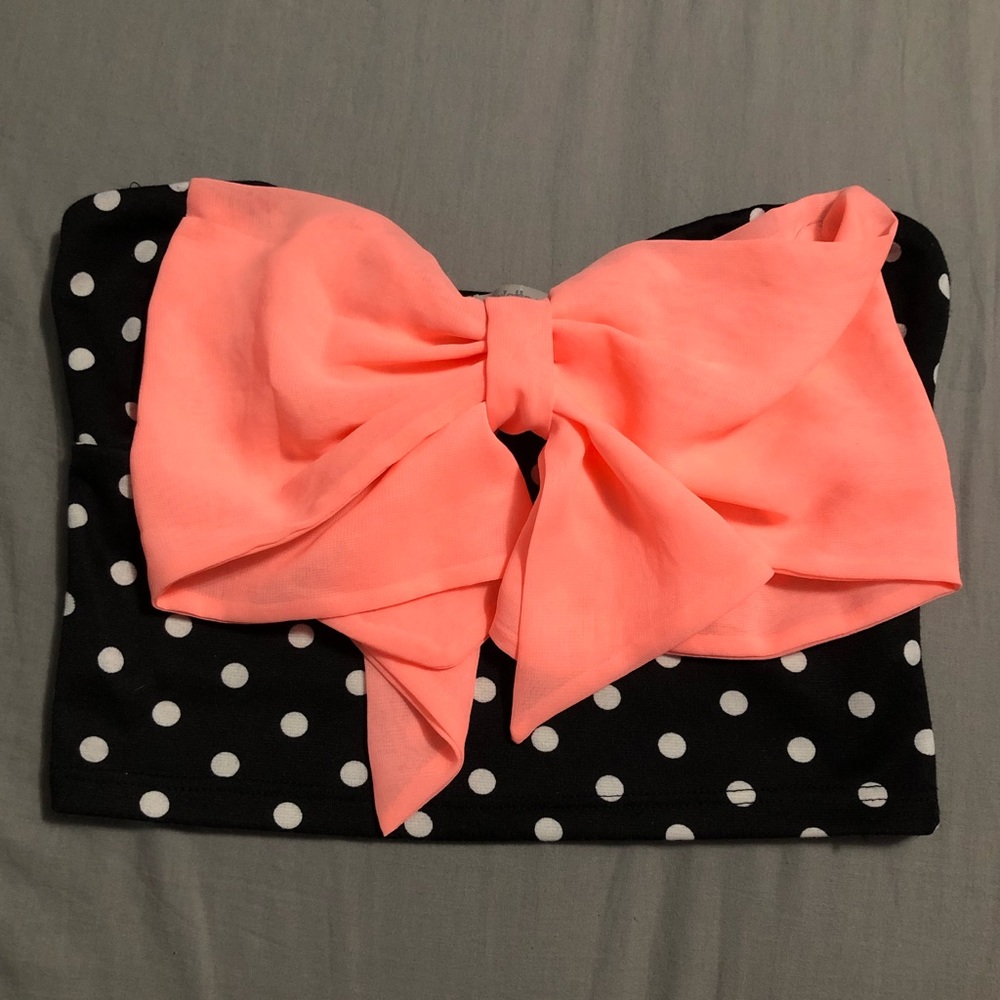 Polka Dot Crop Top with Bow- Size M
